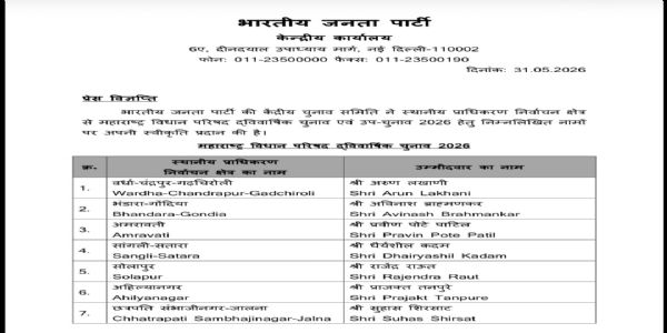 भाजपा द्वारा जारी सूची भाजपा द्वारा जारी सूची