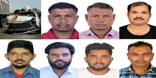 दुर्घटनाग्रस्त वाहन, सैमुवेल रंगासामी, मार्कंडेय चौहान, अब्दुल रशीद (ऊपर की पंक्ति में बाएं से दाएं)। सलीम सैय्यद, तिरुपति गोलापल्ली, मोहम्मद साकिब और अब्दुल रफीक ((नीचे की पंक्ति में बाएं से दाएं)। दुर्घटनाग्रस्त वाहन, सैमुवेल रंगासामी, मार्कंडेय चौहान, अब्दुल रशीद (ऊपर की पंक्ति में बाएं से दाएं)। सलीम सैय्यद, तिरुपति गोलापल्ली, मोहम्मद साकिब और अब्दुल रफीक ((नीचे की पंक्ति में बाएं से दाएं)।