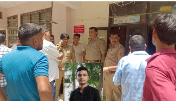 घटना की जांच करते पोलिस अधिकारी और युवक की फाइल फोटो घटना की जांच करते पोलिस अधिकारी और युवक की फाइल फोटो