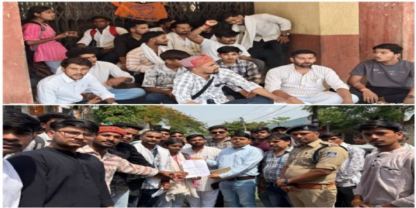 राजगढ़ःधारा 52 लागू करने की मांग को लेकर एबीवीपी का प्रदर्शन, सड़क पर बैठकर जताया विरोध