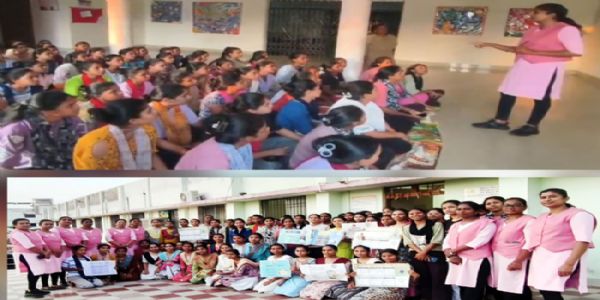 महिला पुलिस ने छात्राओं को साइबर अपराध व महिला अधिकारों की दी जानकारी