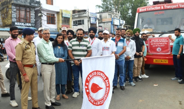 DC Kathua flags off blood collection van. DC Kathua flags off blood collection van.