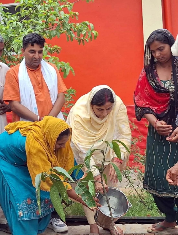 पौधारोपण करते भाजपा जिला अध्यक्ष डॉ. आशा खेदड़ व अन्य। पौधारोपण करते भाजपा जिला अध्यक्ष डॉ. आशा खेदड़ व अन्य।