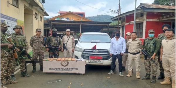 सेनापति में फर्जी सैन्य अधिकारी बनकर नशा तस्करी, 15 किलो से अधिक अफीम बरामद