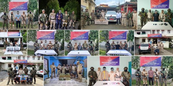 मणिपुर में 10 उग्रवादी और 5 मादक पदार्थ तस्कर गिरफ्तार, भारी मात्रा में हथियार व नशीले पदार्थ बरामद