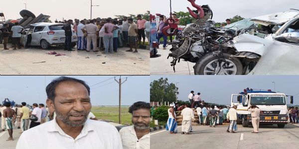 ओवरलोड मक्का लदे ट्रैक्टर और कार में भीषण टक्कर, 8 घायल