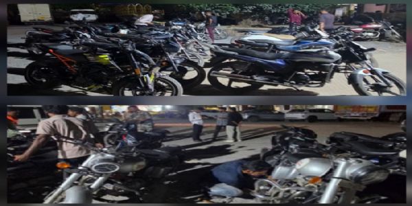 तीन सवारी, बिना नंबर व मोडिफाइड साइलेंसर वाले 30 वाहन जब्त