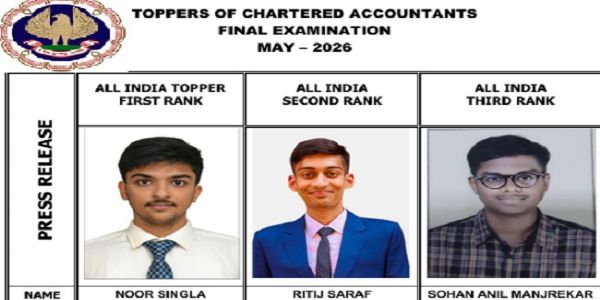 आईसीएआई मई 2026 फाइनल परीक्षा के टॉपर का (फाइल फोटो) आईसीएआई मई 2026 फाइनल परीक्षा के टॉपर का (फाइल फोटो)