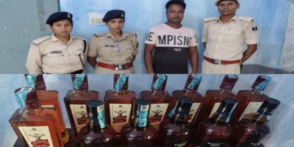 13 बोतल विदेशी शराब के साथ तस्कर गिरफ्तार, बाइक जब्त