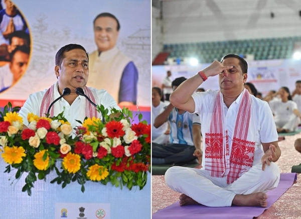 Image of the 12th International Yoga Day Celebrations in Dimoria Co-District. Image of the 12th International Yoga Day Celebrations in Dimoria Co-District.