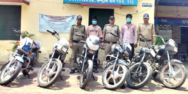 पुलिस ने दो वाहन चोर किए गिरफ्तार, छह मोटर साइकिलें बरामद