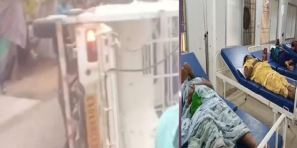 सक्ती: यात्रियों से भरा वाहन पलटा, 35 लोग घायल