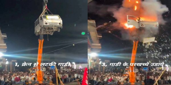 संत स्वामी शिवानंद गिरी द्वार मोहर्रम के जुलूस धमाके के प्रदर्शन के सोशल मीडिया पर पोस्ट की गई तस्वीरें