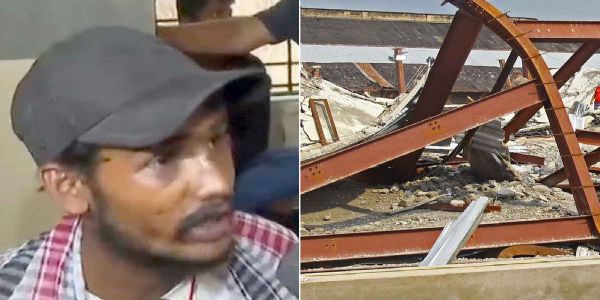 मलबे से बाहर निकले व्यक्ति