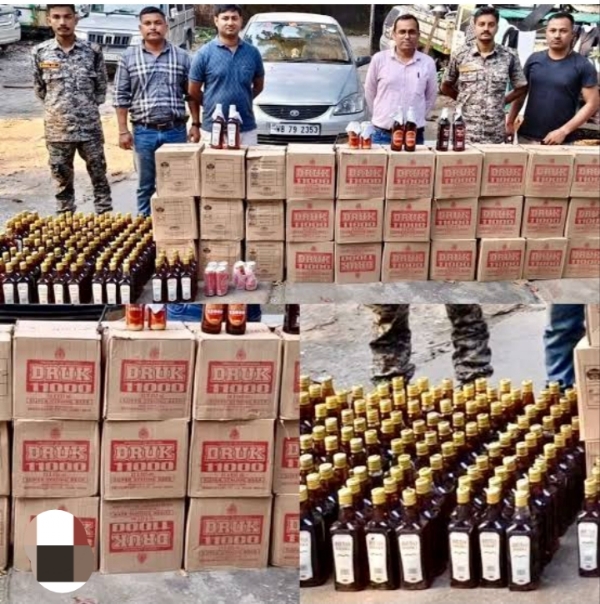 Image of the Arrested Accused with Huge Smuggled Bhutanese Liquor in Assam.