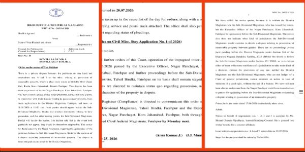 फतेहपुर: विवादित स्थल को यथास्थिति बनाये रखने का हाईकोर्ट ने दिया आदेश