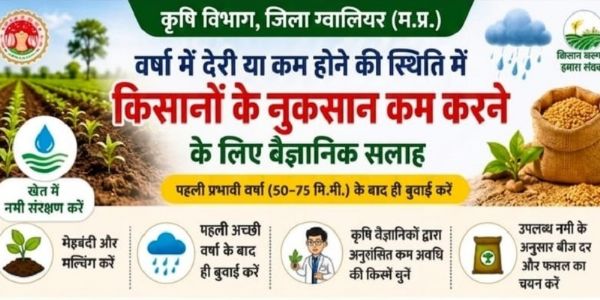 ग्वालियरः किसान भाई वर्षा में देरी पर चिंता न करें, वैज्ञानिक सलाह अपनाकर करें खेती