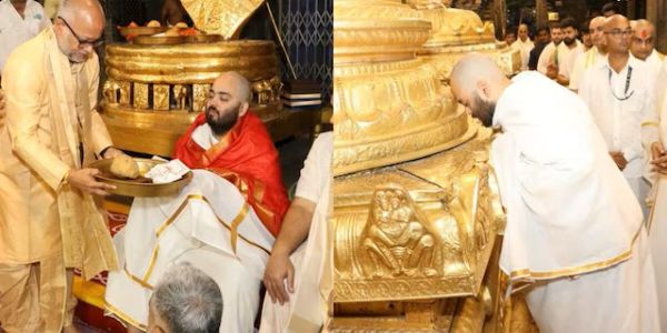 अनंत अंबानी की तिरुमाला श्री वेंकटेश्वर स्वामी मंदिर में दर्शन-पूजन की तस्वीर