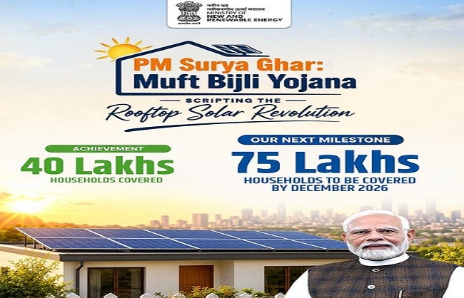 पीएम सूर्य घर मुफ्त बिजली योजना कार्यक्रम में नवीकरणीय ऊर्जा मंत्री प्रल्हाद जोशी