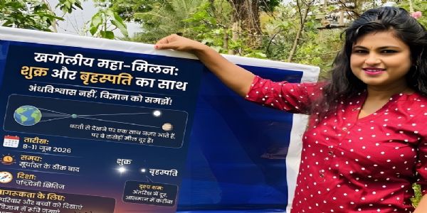 आसमान में 8 से 10 जून तक होने वाली खगोलीय घटना की जानकारी देते हुए विज्ञान प्रसारक सारिका घारू आसमान में 8 से 10 जून तक होने वाली खगोलीय घटना की जानकारी देते हुए विज्ञान प्रसारक सारिका घारू