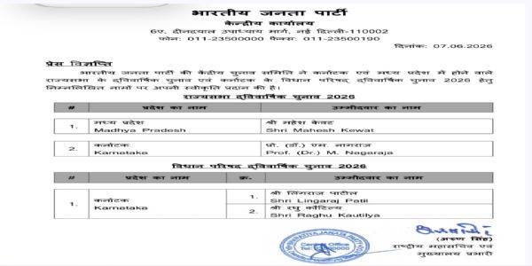 भाजपा द्वारा जारी सूची भाजपा द्वारा जारी सूची