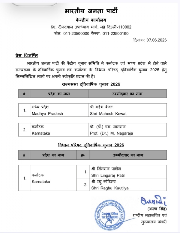 भाजपा द्वारा जारी सूची भाजपा द्वारा जारी सूची