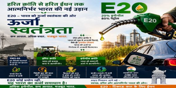 अन्न से ऊर्जा तक आत्मनिर्भर भारत की नई क्रांति का नाम है ई-20