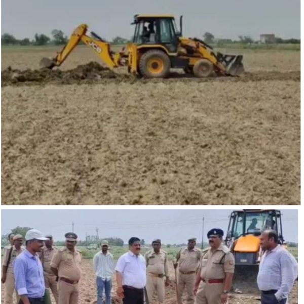 दस बीघा जमीन कब्जे से मुक्त कराने की कार्रवाई करते एसडीएम दस बीघा जमीन कब्जे से मुक्त कराने की कार्रवाई करते एसडीएम