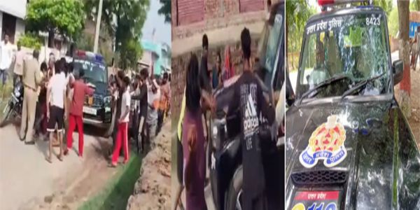 दीवार निर्माण के विवाद में पुलिस पर हमला, पीआरवी के शीशे तोड़े; भारी पुलिस बल तैनात