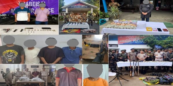 मणिपुर में ड्रग्स तस्कर, उग्रवादी समेत कई गिरफ्तार, हथियार और मादक पदार्थ बरामद
