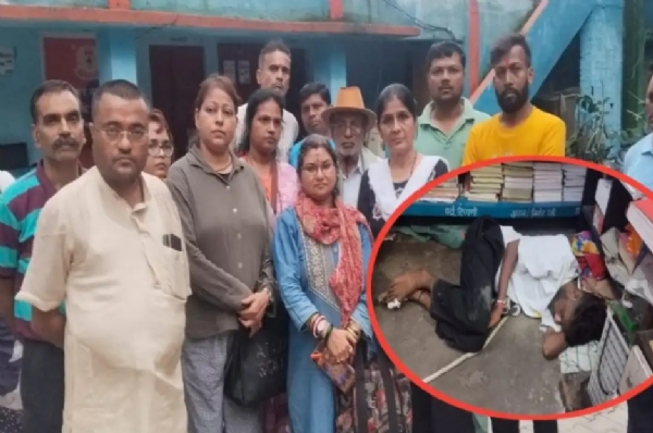 थाना परिसर में जमा विहिप कार्यकर्ता, पीड़ित महिला और हिरासत में आरोपी शिव कुमार मछुआ थाना परिसर में जमा विहिप कार्यकर्ता, पीड़ित महिला और हिरासत में आरोपी शिव कुमार मछुआ