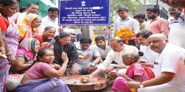 मंत्री इंद्राज ने रोहिणी में सीवर लाइन का किया लोकार्पण