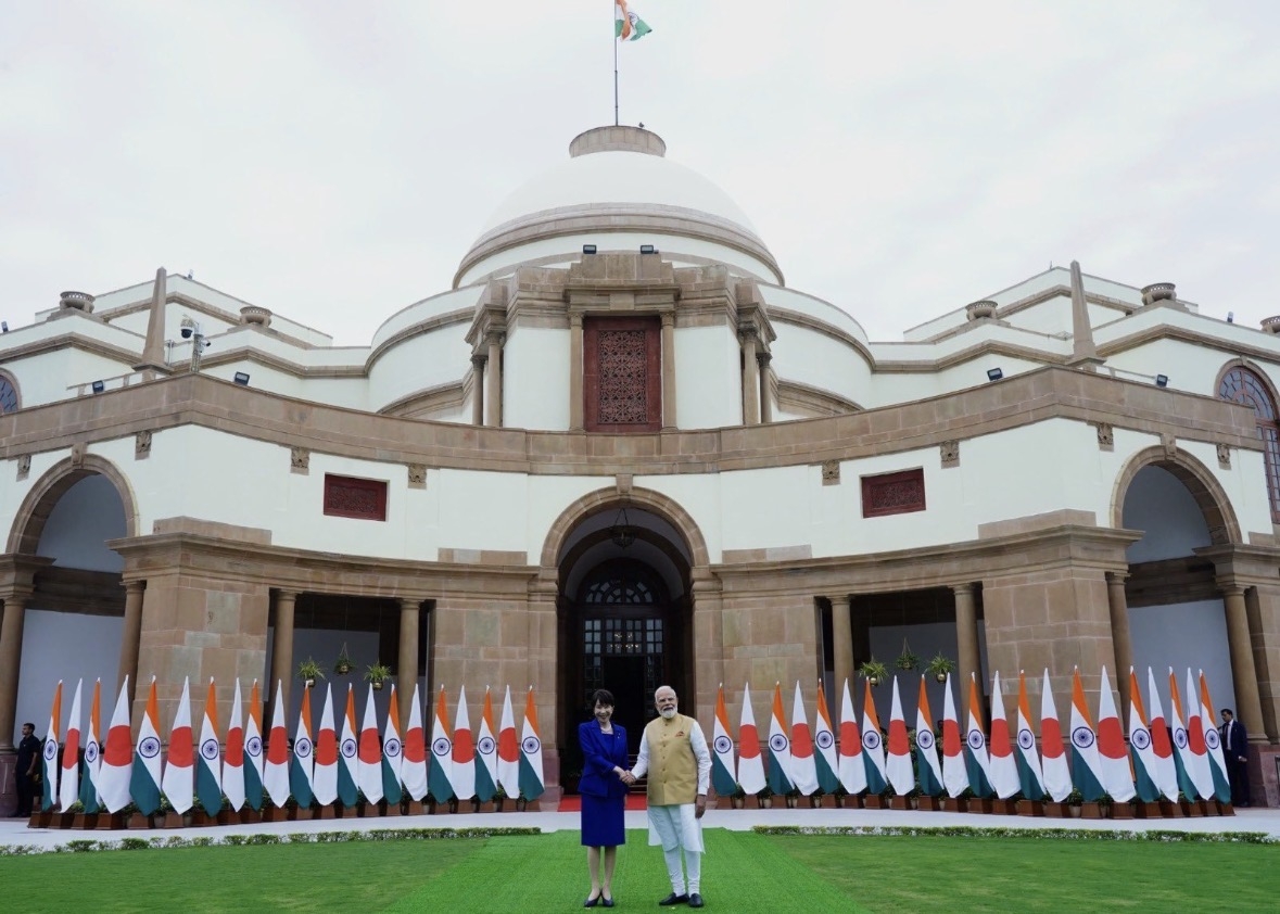 नई दिल्ली में हैदराबाद हाउस में गुरुवार को भारत-जापान वार्षिक शिखर सम्मेलन के दौरान प्रधानमंत्री नरेन्द्र मोदी और जापान की प्रधानमंत्री सनाए तकाइची नई दिल्ली में हैदराबाद हाउस में गुरुवार को भारत-जापान वार्षिक शिखर सम्मेलन के दौरान प्रधानमंत्री नरेन्द्र मोदी और जापान की प्रधानमंत्री सनाए तकाइची