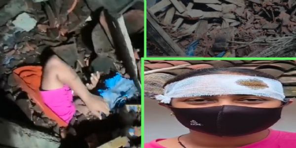 सागर में जर्जर मकान का छप्पर गिरा, मलबे में दबी युवती को पिता ने सुरक्षित निकाला
