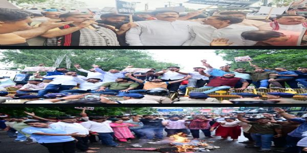 राहुल गांधी के धरने के विरोध में भाजपा ने किया कांग्रेस मुख्यालय का घेराव, दोनों दल आमने-सामने