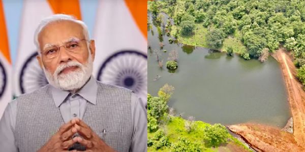 प्रधानमंत्री नरेन्द्र मोदी और अमृत सरोवर (फाइल फोटो)