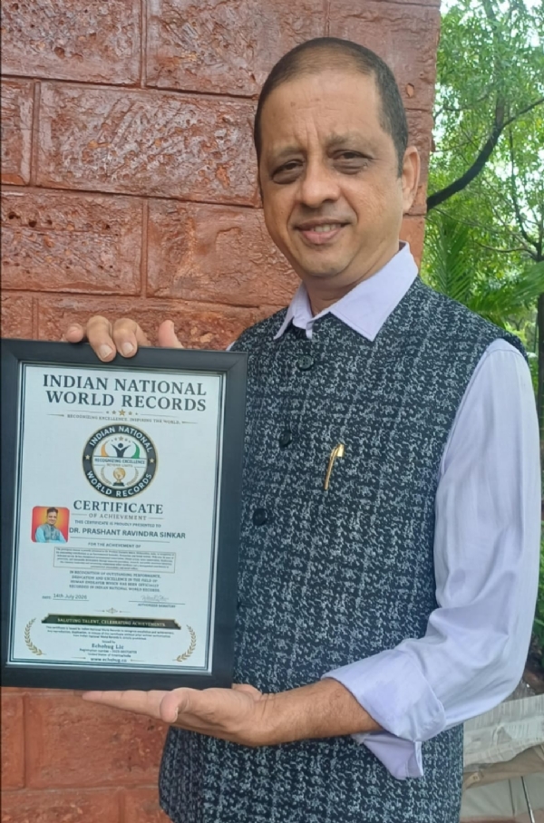 लगभग 3दशक से पर्यावरण हेतू कार्यरत डॉ प्रशांत सिनकर को वर्ल्ड रिकॉर्ड्स में नामांकित किया गया