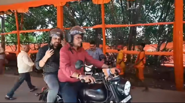 बुलेट पर सवार होकर डीसी-एसपी ने किया श्रावणी मेला क्षेत्र का निरीक्षण