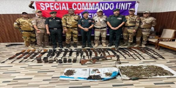 Image of the 29 Firearms and Large Cache of Ammunition Recovered in Manipur. Image of the 29 Firearms and Large Cache of Ammunition Recovered in Manipur.