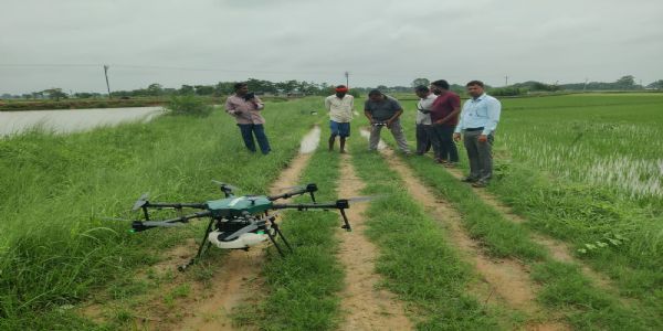ड्रोन तकनीक से खेतों में दवाइयों का छिड़काव, किसानों ने सराहा आधुनिक प्रयोग