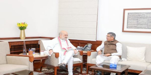 भाजपा प्रदेश अध्यक्ष आदित्य साहू ने अमित शाह से की मुलाकात