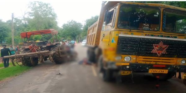 हाईवा वाहन की चपेट में आने से बाइक सवार युवक की हुई मौत