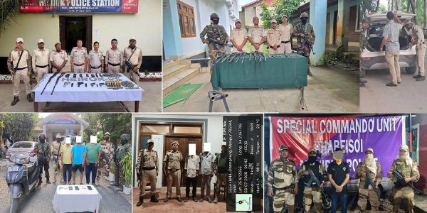 मणिपुर में अलग-अलग इलाकों से भारी मात्रा में हथियार एवं गोला-बारूद बरामद