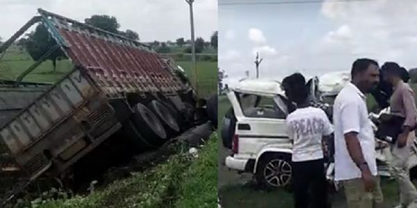 सीहोर में ट्रक और बोलेरो की भीषण टक्कर सीहोर में ट्रक और बोलेरो की भीषण टक्कर