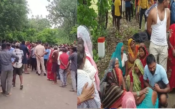 शहडोल में ट्रैक्टर ने बाइक सवार को कुचला, हादसे के बाद मौके पर पहुंचे ग्रामीण