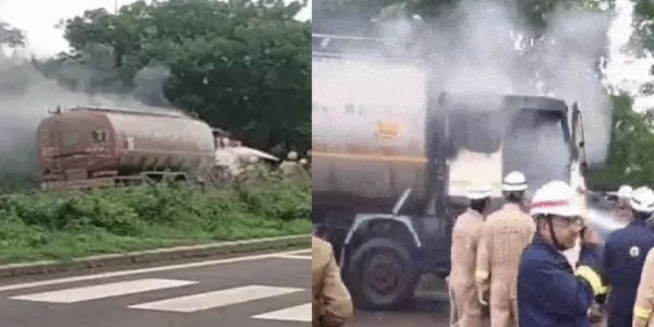 भोपाल में एथेनॉल से भरे टैंकर के केबिन में लगी भीषण आग, बड़ा हादसा टला