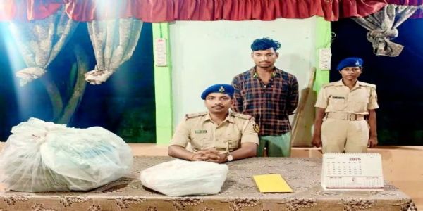 कुर्साकांटा पुलिस ने कपड़फोड़ा में एक घर में छापेमारी कर 11 किलो गांजा किया बरामद