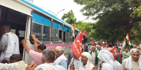 जींद : श्रम अधिकारों पर सरकार के हमलों के खिलाफ विराेध प्रदर्शन
