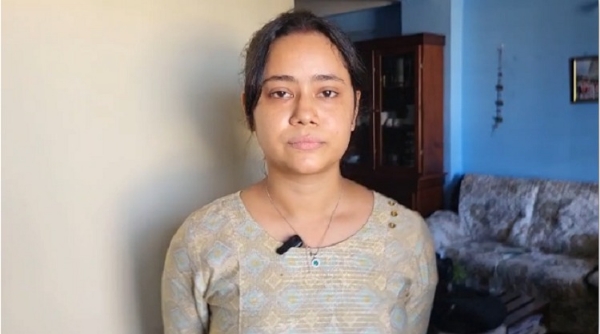 The girl informing media persons about the theft The girl informing media persons about the theft