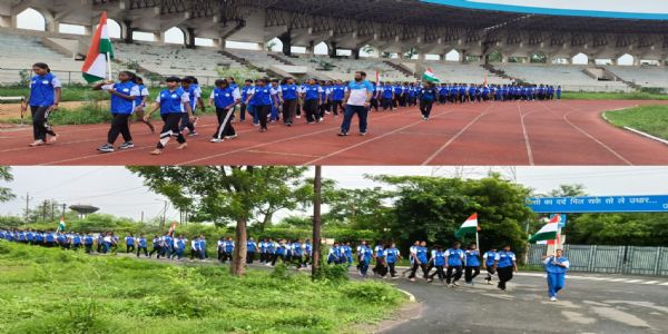 खेलो इंडिया स्टेट सेंटर ऑफ एक्सीलेंस में गूंजा देशभक्ति का जज्बा, निकली तिरंगा यात्रा